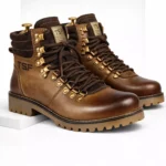 TSF L DIKE 06 BRN LETAHER FUR BOOT FOR WOMEN's