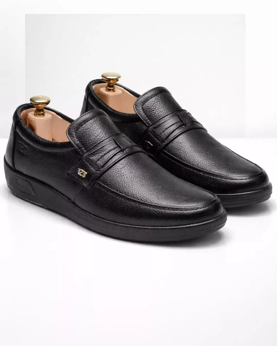 15 TSF Men's Black Textured Slip-On Loafers - Image 1