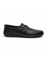 TSF Men's Black Textured Slip-On Loafers