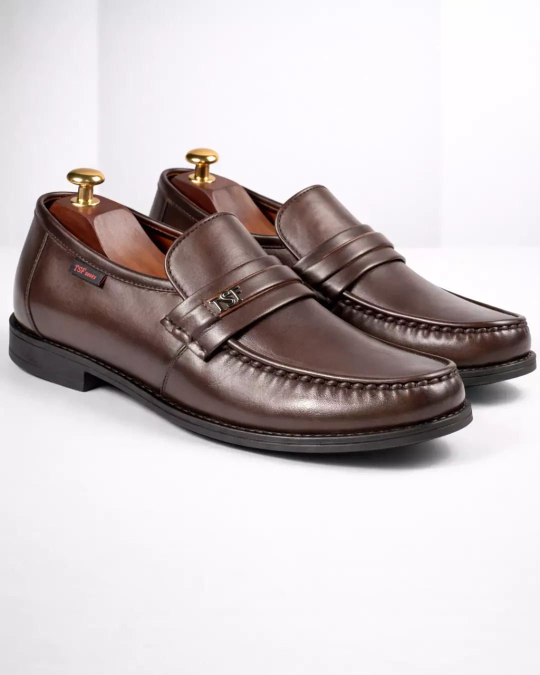 TSF Men Solid Leather Formal Loafers