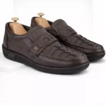 TSF Premium Black Leather Strap Slip-On Shoes for Men – Secure Fit & All-Day Comfort