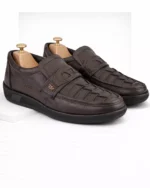 TSF Premium Black Leather Strap Slip-On Shoes for Men – Secure Fit & All-Day Comfort