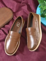 TSF Men Tan Leather Loafers - Image 2