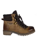 TSF L DIKE 06 BRN LETAHER FUR BOOT FOR WOMEN's
