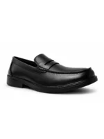 Men’s Black Synthetic Slip-On Formal Loafers – Classic Penny Style - Image 2