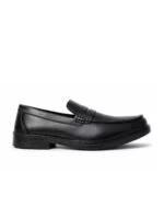 Men’s Black Synthetic Slip-On Formal Loafers – Classic Penny Style