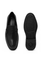Men’s Black Synthetic Slip-On Formal Loafers – Classic Penny Style - Image 6