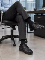 TSF Men’s Black Formal Uniform Shoes | Premium Leather Finish Lace-Up Office & Duty Shoes - Image 2