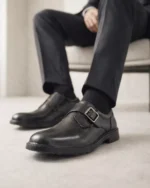 Black Monk Strap Formal Shoes for Men – Synthetic Leather Office Wear - Image 2