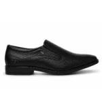 TSF Men's Black Textured Formal Slip-On Shoes | Premium Office, Business & Party Wear