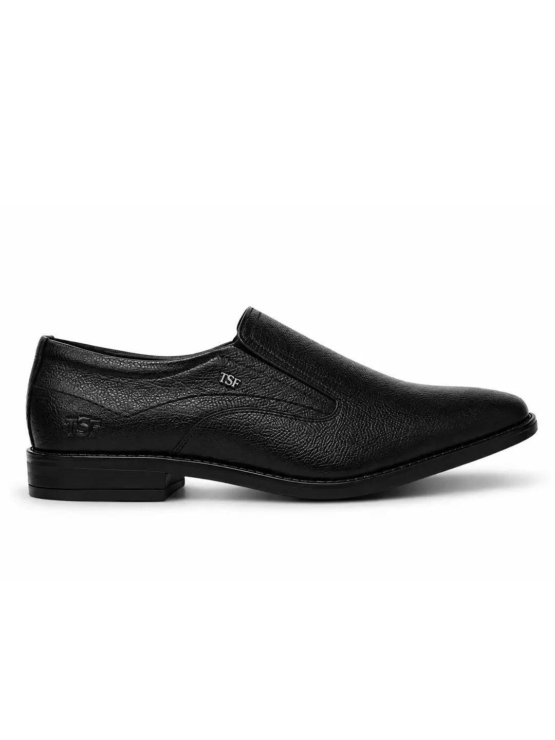 2 TSF Men's Black Textured Formal Slip-On Shoes | Premium Office, Business & Party Wear - Image 1