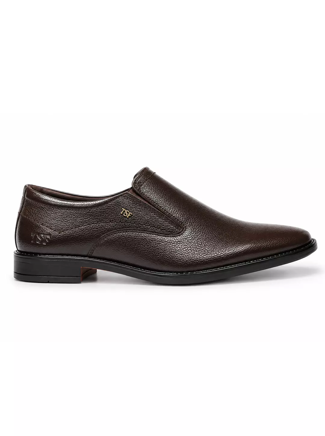 TSF Men’s Black Textured Formal Slip-On Shoes | Premium Office, Business & Party Wear