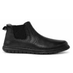TSF Mens Premium Black Chelsea Ankle Boots – Textured Leather-Look Slip-On Boots